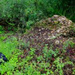 zbytek cihlového zdiva vybíhající nad plošinu soklu zbytek cihlového zdiva vybíhající nad plošinu soklu